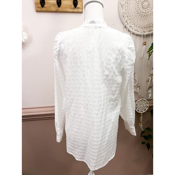 The Nines by Hatch White Long Sleeve Lightweight Cotton Blouse Size S - Picture 4 of 6